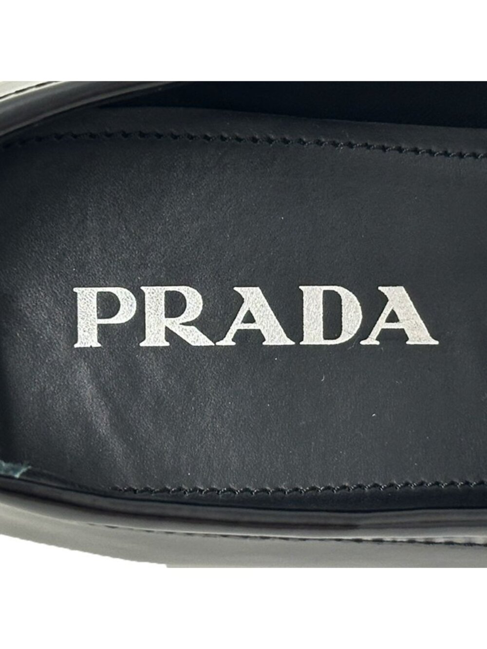 Prada Leather Shoes Triangle Logo Loafers Black 39 Simple - Picture 8 of 15